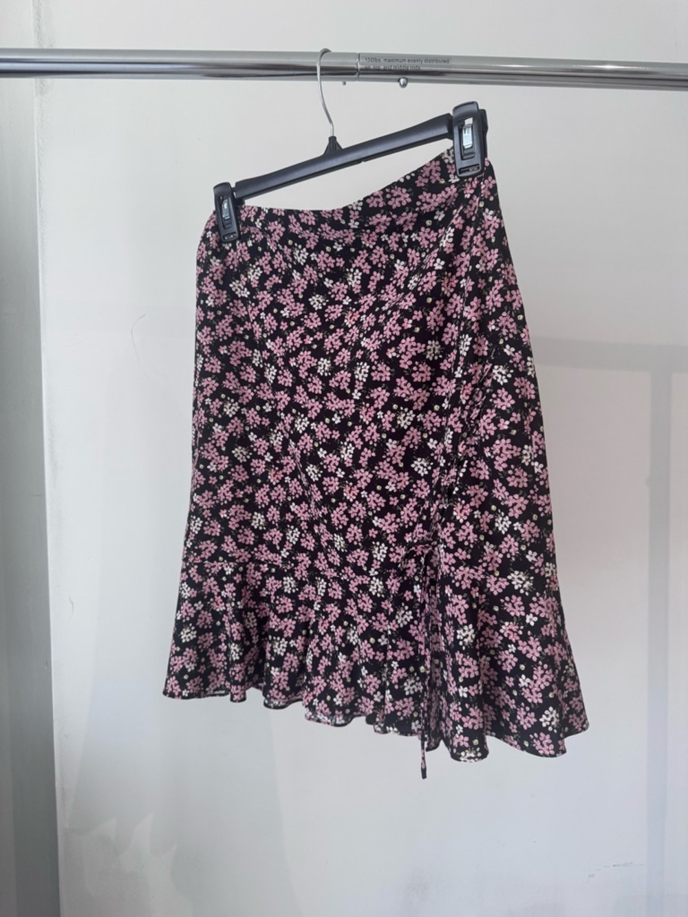 INTERMIX Black Skirt with Pink Floral Print